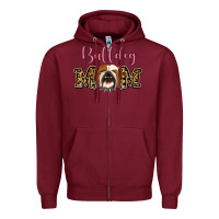 Burgundy Bulldog Mom Zipper Hoodie - Jasminsmagicworld
