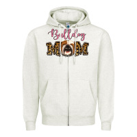 Oatmeal Heather Bulldog Mom Zipper Hoodie - Jasminsmagicworld