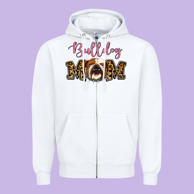 Bulldog Mom Zipper Hoodie Designed By Jasminsmagicworld
