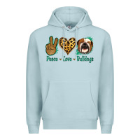 Blue Mist Peace Love Bulldog Premium Hoodie - Jasminsmagicworld