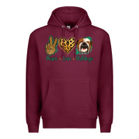 Burgundy Peace Love Bulldog Premium Hoodie - Jasminsmagicworld