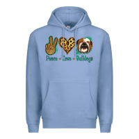 Colony Blue Peace Love Bulldog Premium Hoodie - Jasminsmagicworld