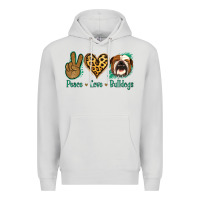 Dove Grey Peace Love Bulldog Premium Hoodie - Jasminsmagicworld