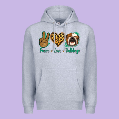 Peace Love Bulldog Premium Hoodie Designed By Jasminsmagicworld