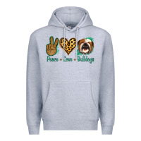 Heather Grey Peace Love Bulldog Premium Hoodie - Jasminsmagicworld