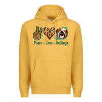 Mustard Peace Love Bulldog Premium Hoodie - Jasminsmagicworld