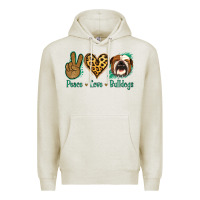 Oatmeal Heather Peace Love Bulldog Premium Hoodie - Jasminsmagicworld