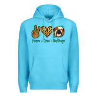 Ocean Blue Peace Love Bulldog Premium Hoodie - Jasminsmagicworld