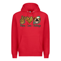 Red Peace Love Bulldog Premium Hoodie - Jasminsmagicworld