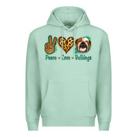 Seafoam Peace Love Bulldog Premium Hoodie - Jasminsmagicworld