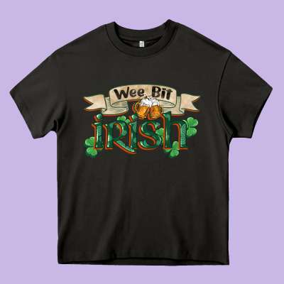 Wee Bit Irish St Patricks Day Heavy Core Tee Designed By Fadigitalartstudio