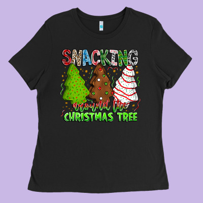 Snacking Around The Christmas Tree Ladies Tee Designed By Cowhidedigitalart