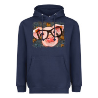 Navy Fall Autumn Pig Heavyweight Hoodie - RanaPortraitStore