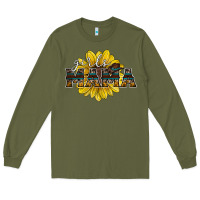 Army Green girls mama sunflower Long Sleeve Tee - RacoonDesign