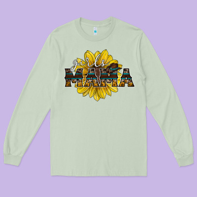 Girls Mama Sunflower Long Sleeve Tee Designed By Racoondesign