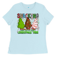 Baby Blue Snacking Around The Christmas Tree Ladies Tee - CowhideDigitalArt