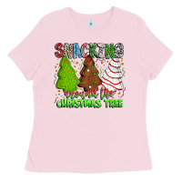 Bubblegum Pink Snacking Around The Christmas Tree Ladies Tee - CowhideDigitalArt