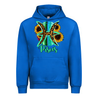 Cobalt Pisces Zodiac Sign Sunflower Leopard Serape Urban Hoodie - RanaPortraitStore