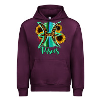 Mauve Wine Pisces Zodiac Sign Sunflower Leopard Serape Urban Hoodie - RanaPortraitStore