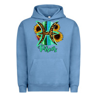 Pigment Pebble Blue Pisces Zodiac Sign Sunflower Leopard Serape Urban Hoodie - RanaPortraitStore