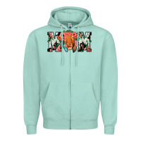 Seafoam Cow Mom Zipper Hoodie - Jasminsmagicworld