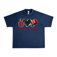 Navy Peace Love Ladybug Urban Heavy Tee - Jasminsmagicworld