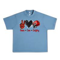 Pebble Blue Peace Love Ladybug Urban Heavy Tee - Jasminsmagicworld