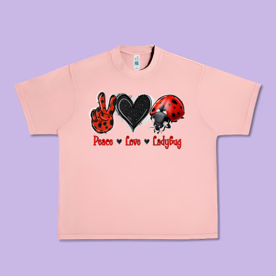 Peace Love Ladybug Urban Heavy Tee Designed By Jasminsmagicworld