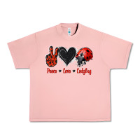 Salmon Peace Love Ladybug Urban Heavy Tee - Jasminsmagicworld