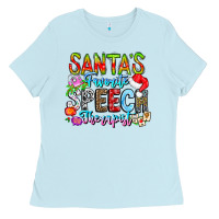 Baby Blue festive speech therapist tribute Ladies Tee - CowhideDigitalArt