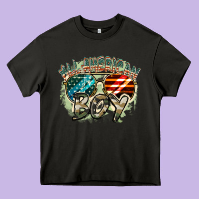 All American Boy 4th Of July Heavy Core Tee Designed By Fadigitalartstudio