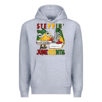 Heather Grey steppin' into juneteenth Premium Hoodie - BarkalooDesign