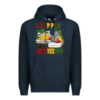 Navy steppin' into juneteenth Premium Hoodie - BarkalooDesign