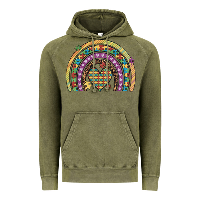 Autism Awareness Heart Leopard Rainbow Vintage Hoodie by Artiststas | Teevron