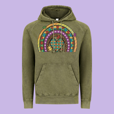 Autism Awareness Heart Leopard Rainbow Vintage Hoodie Designed By Artiststas