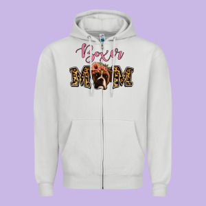 Boxer Mom Zipper Hoodie Designed By Jasminsmagicworld