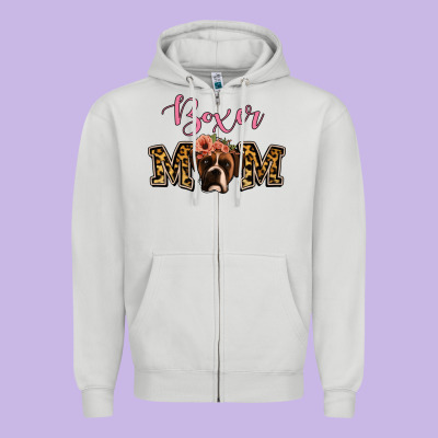 Boxer Mom Zipper Hoodie Designed By Jasminsmagicworld