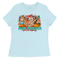 Baby Blue Moo Pumpkin Get Out The Way Ladies Tee - CowhideDigitalArt