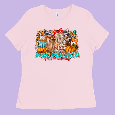 Moo Pumpkin Get Out The Way Ladies Tee Designed By Cowhidedigitalart