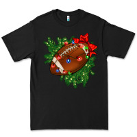 Black american football christmas with lights and ribbon Premium Tee - FaDigitalArtStudio