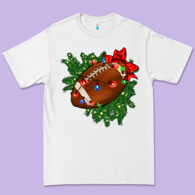 American Football Christmas With Lights And Ribbon Premium Tee Designed By Fadigitalartstudio