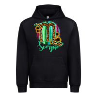 Black Scorpio Zodiac Sign Sunflower Leopard Serape Urban Hoodie - RanaPortraitStore