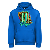 Cobalt Scorpio Zodiac Sign Sunflower Leopard Serape Urban Hoodie - RanaPortraitStore