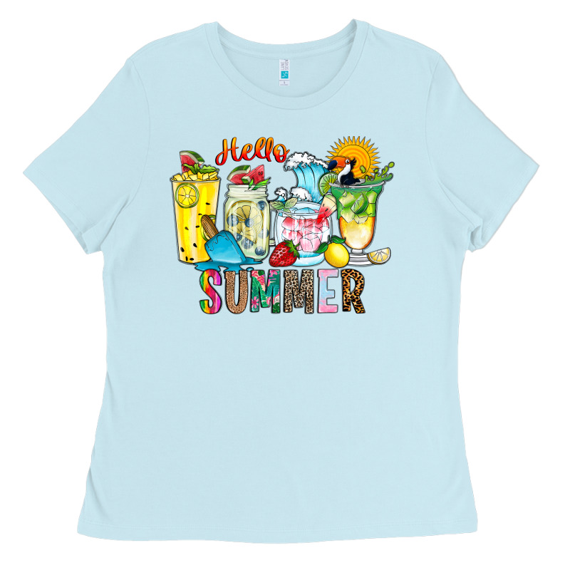Hello Summer Drink Ladies Tee by CowhideDigitalArt | Teevron