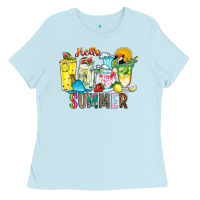 Baby Blue hello summer drink Ladies Tee - CowhideDigitalArt