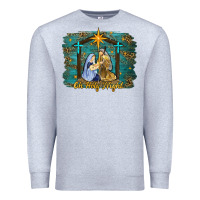 Heather Grey oh holy night western Premium Sweatshirt - RanaPortraitStore