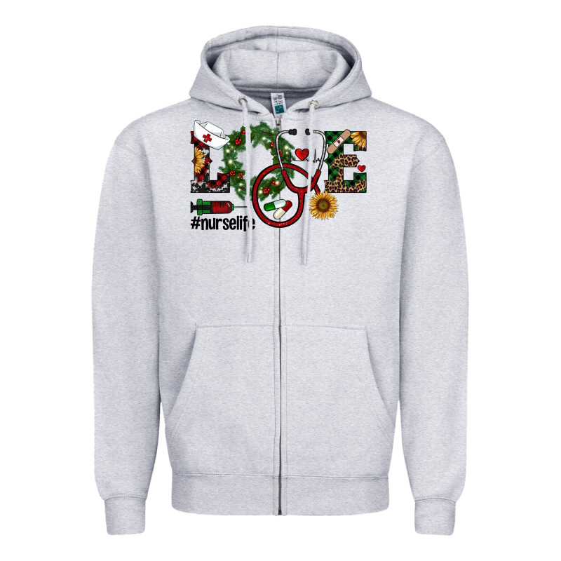 Christmas Love Nurselife Zipper Hoodie by RanaPortraitStore | Teevron