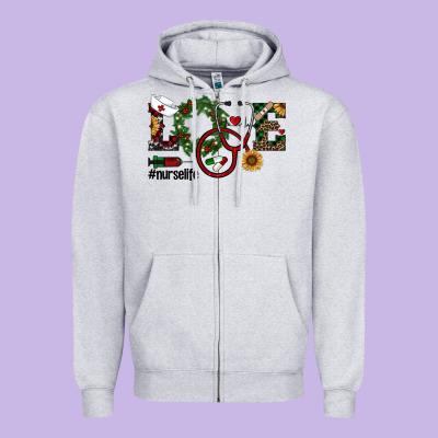Christmas Love Nurselife Zipper Hoodie Designed By Ranaportraitstore
