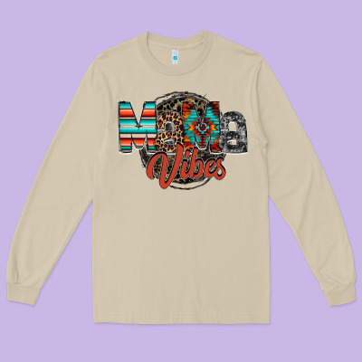Mama Vibes Long Sleeve Tee Designed By Racoondesign