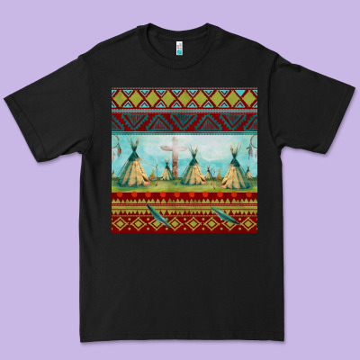 Teepe Tent Dreamcatcher Totem Pole Seamless Patter Premium Tee Designed By Fadigitalartstudio